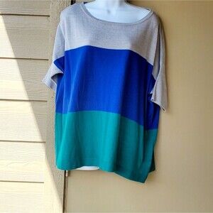 New york and Company Womens blue green Color Block Sweater NWT
